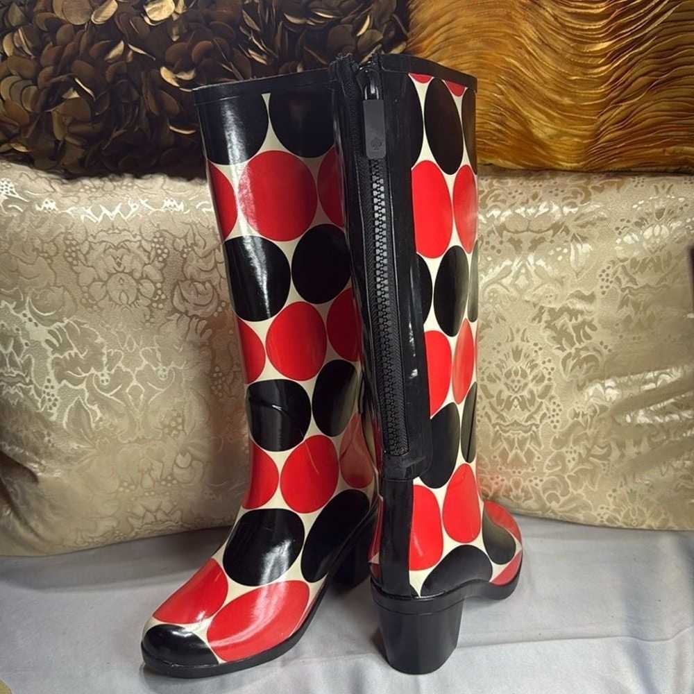 (F2) Kate Spade Rubber Women's Tall Rain Boots,Ba… - image 4