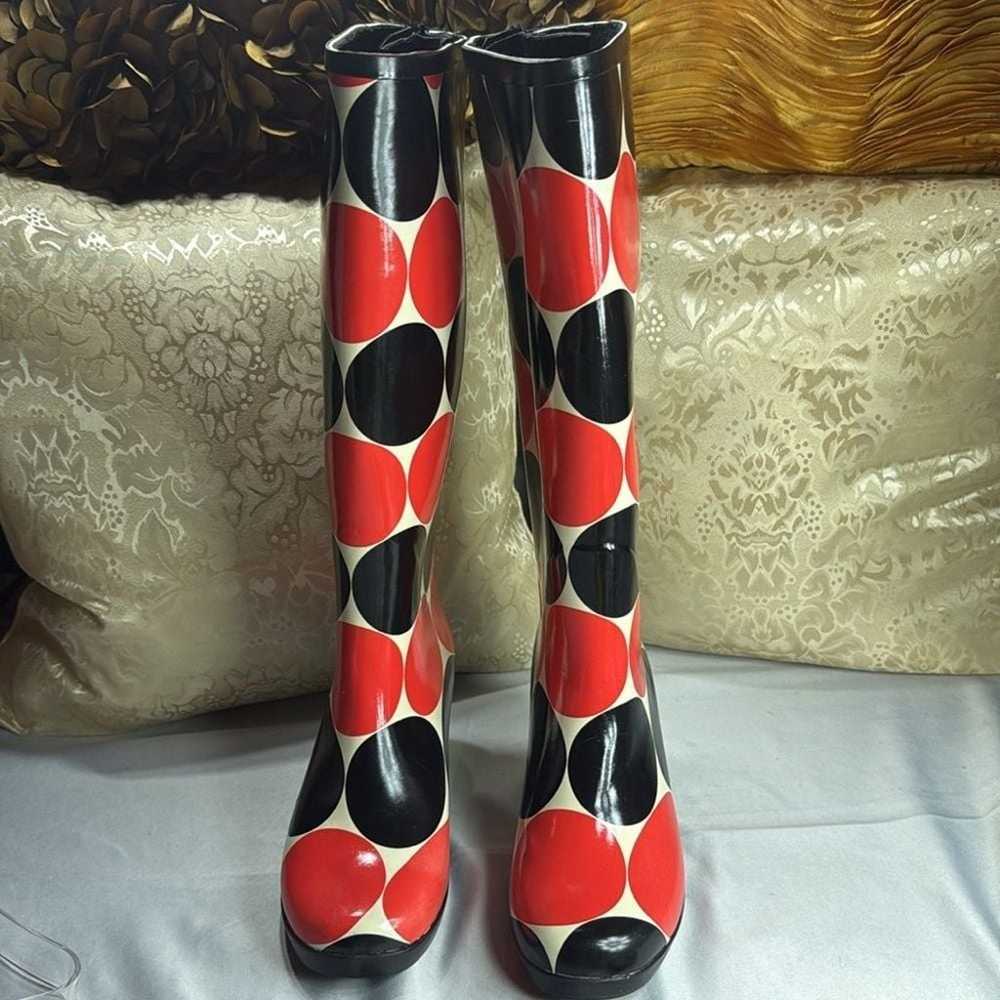 (F2) Kate Spade Rubber Women's Tall Rain Boots,Ba… - image 5