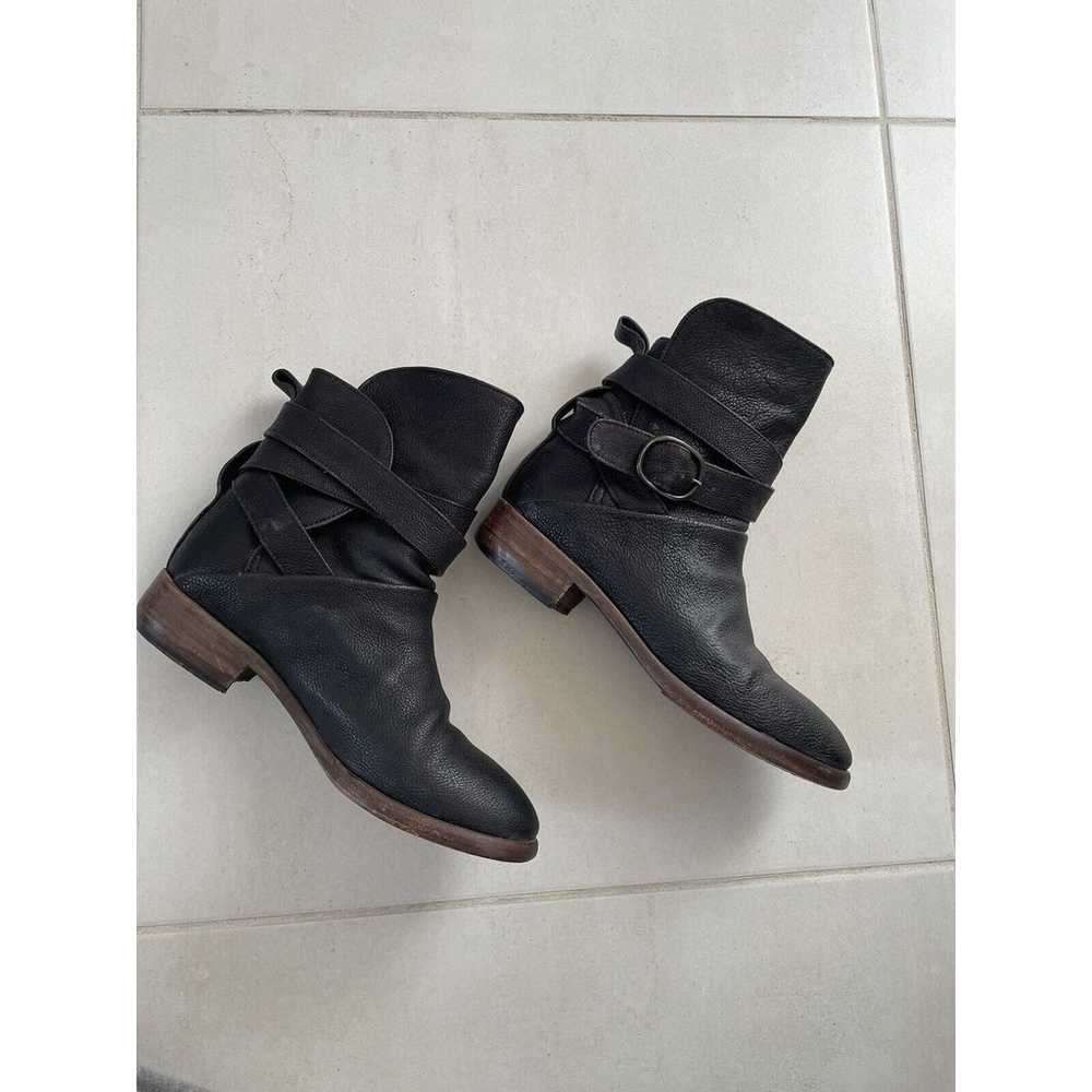 P. Monjo Ankle Boots Strappy Pull On Leather FLAWS - image 1