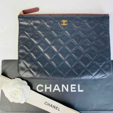 Chanel Matelassé Caviar Skin Clutch Black K-6315