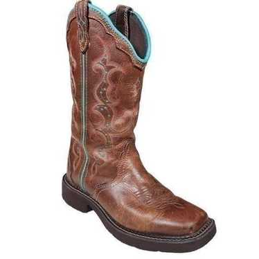 Justin Gypsy Women's Brown Teal Leather Raya West… - image 1