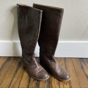 Frye MELISSA BUTTON Back Zip Gray Leather Boots