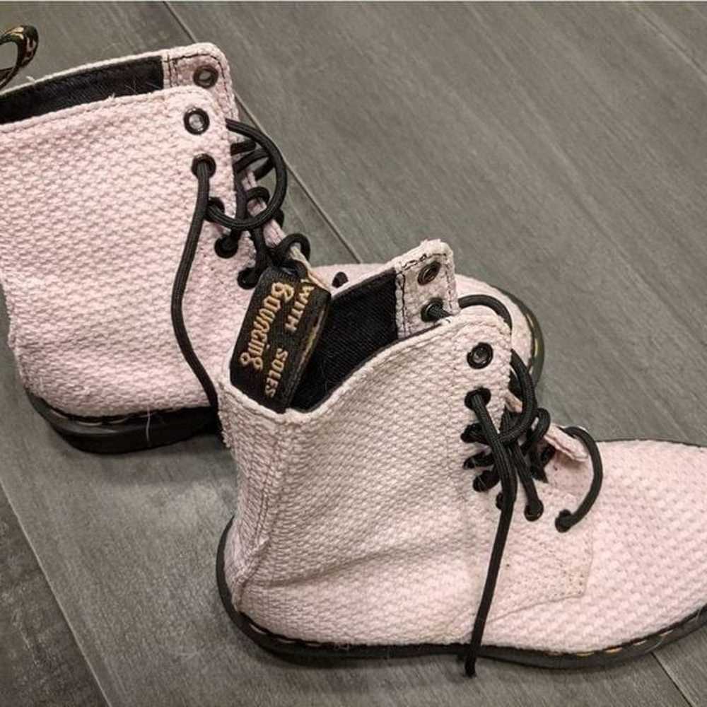 Dr. Martens Pink Waffle Canvas Combat Boots Sz. 5 - image 6