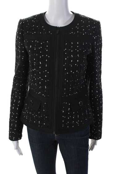 Karl Lagerfeld Womens Textured Spotted Woven Zip L