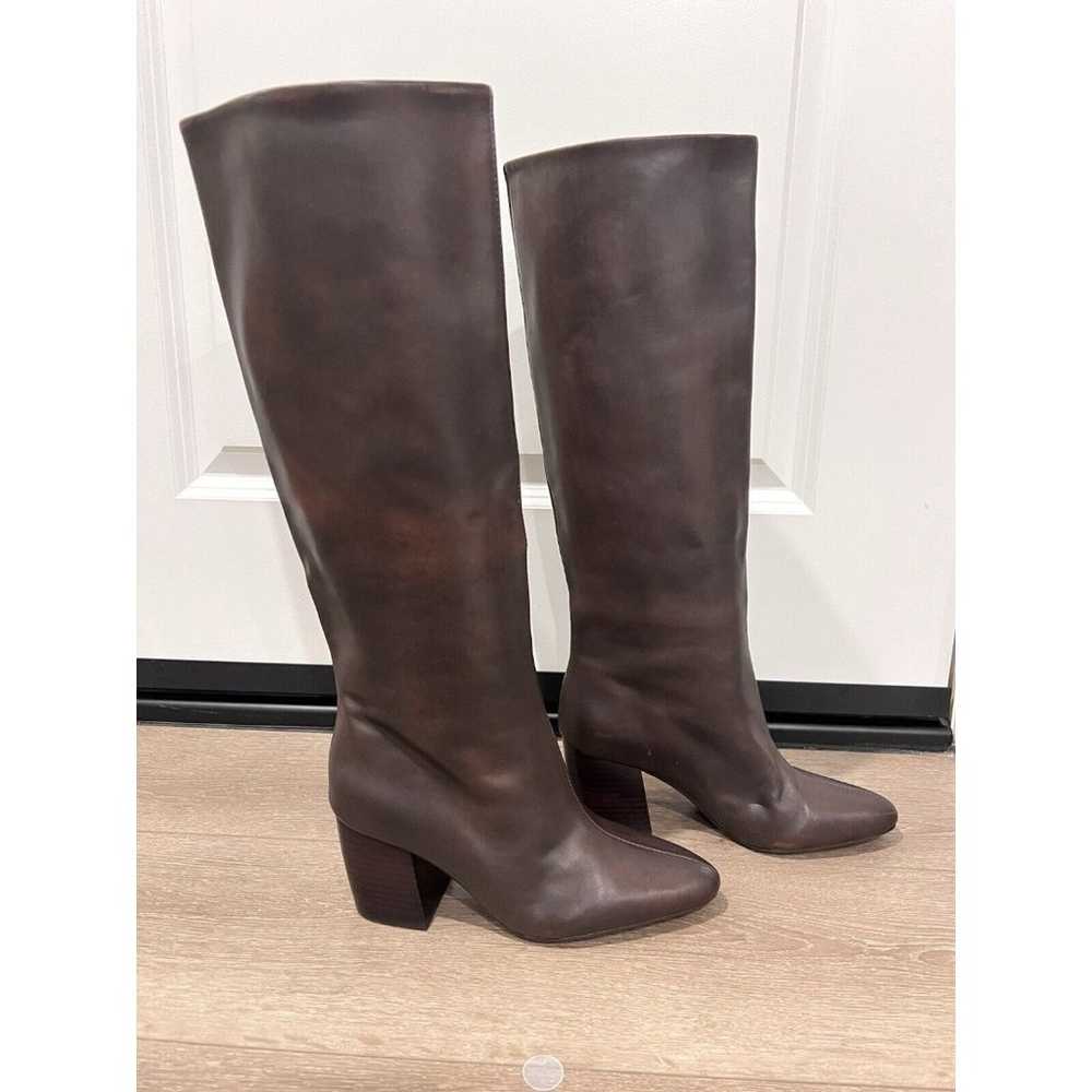 Zara Brown Knee High Leather Boots NWT  Women Siz… - image 2