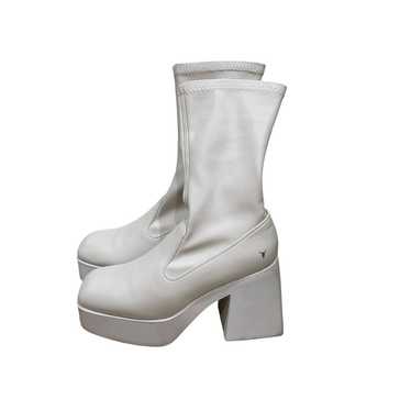 Windsor Smith White Stretch Sock Platform Boots Gr