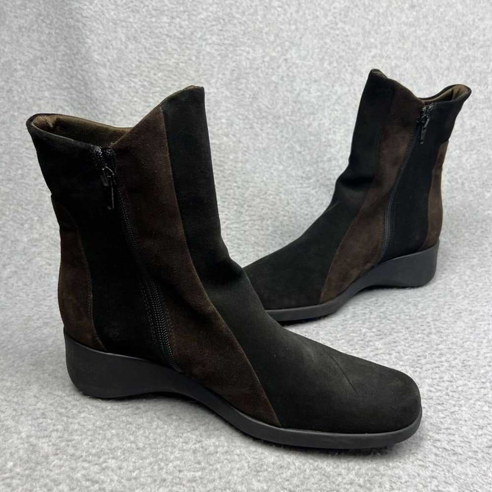 Aquatalia Black Brown Patchwork Suede Snow Boots … - image 3