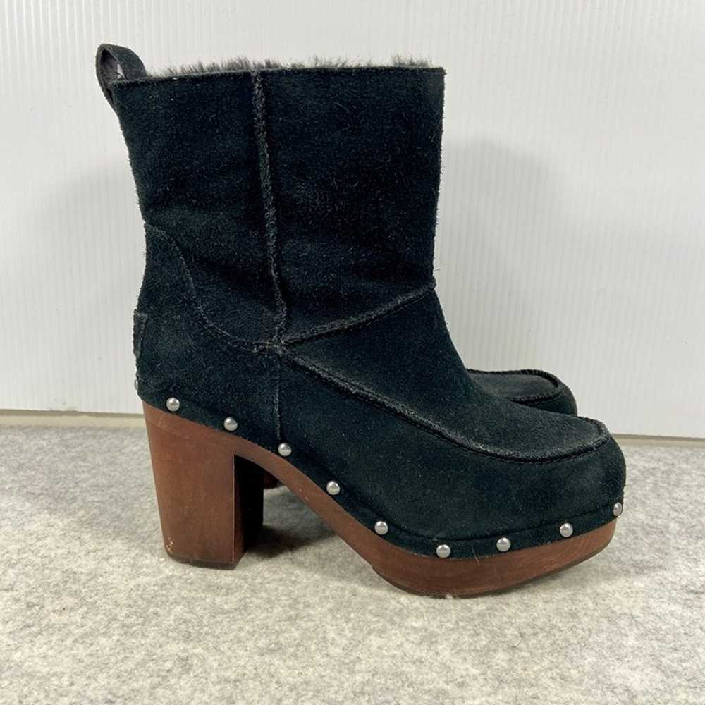 UGG Kouri Black Suede Leather Wood Clog Heel Stud… - image 1