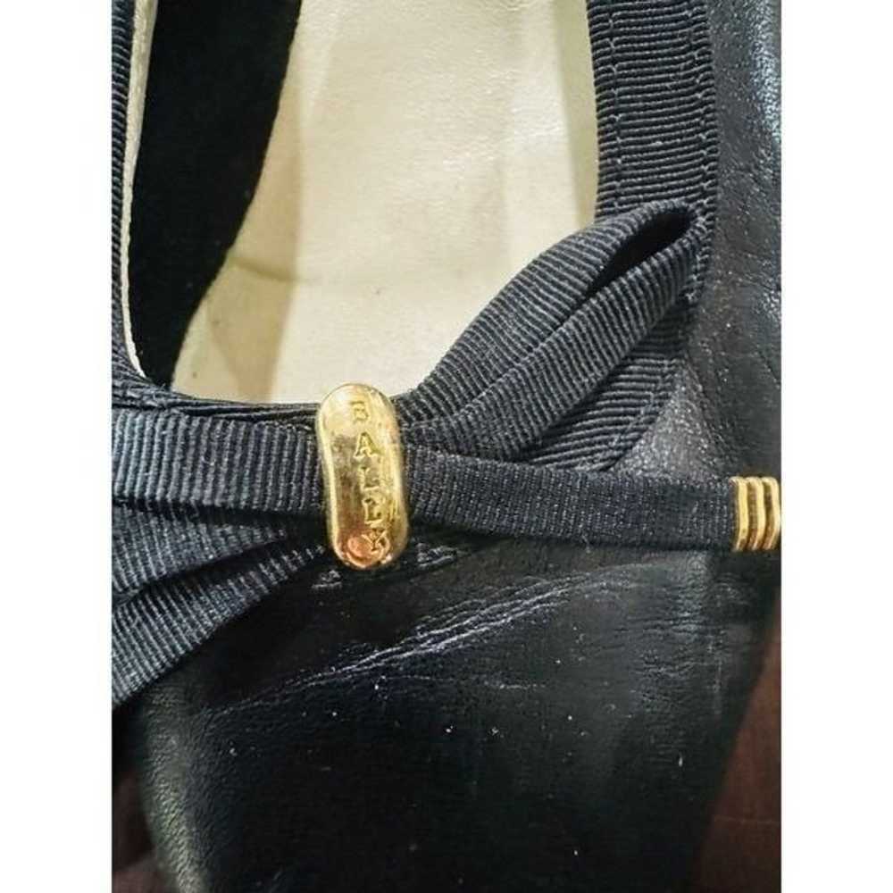 Vintage Bally Black Leather Ballet Flats Gold Ton… - image 2