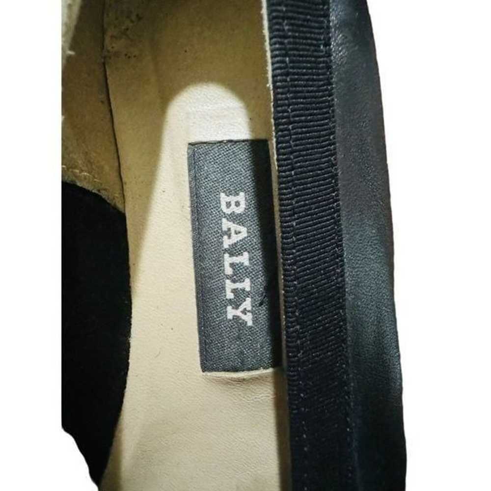 Vintage Bally Black Leather Ballet Flats Gold Ton… - image 3