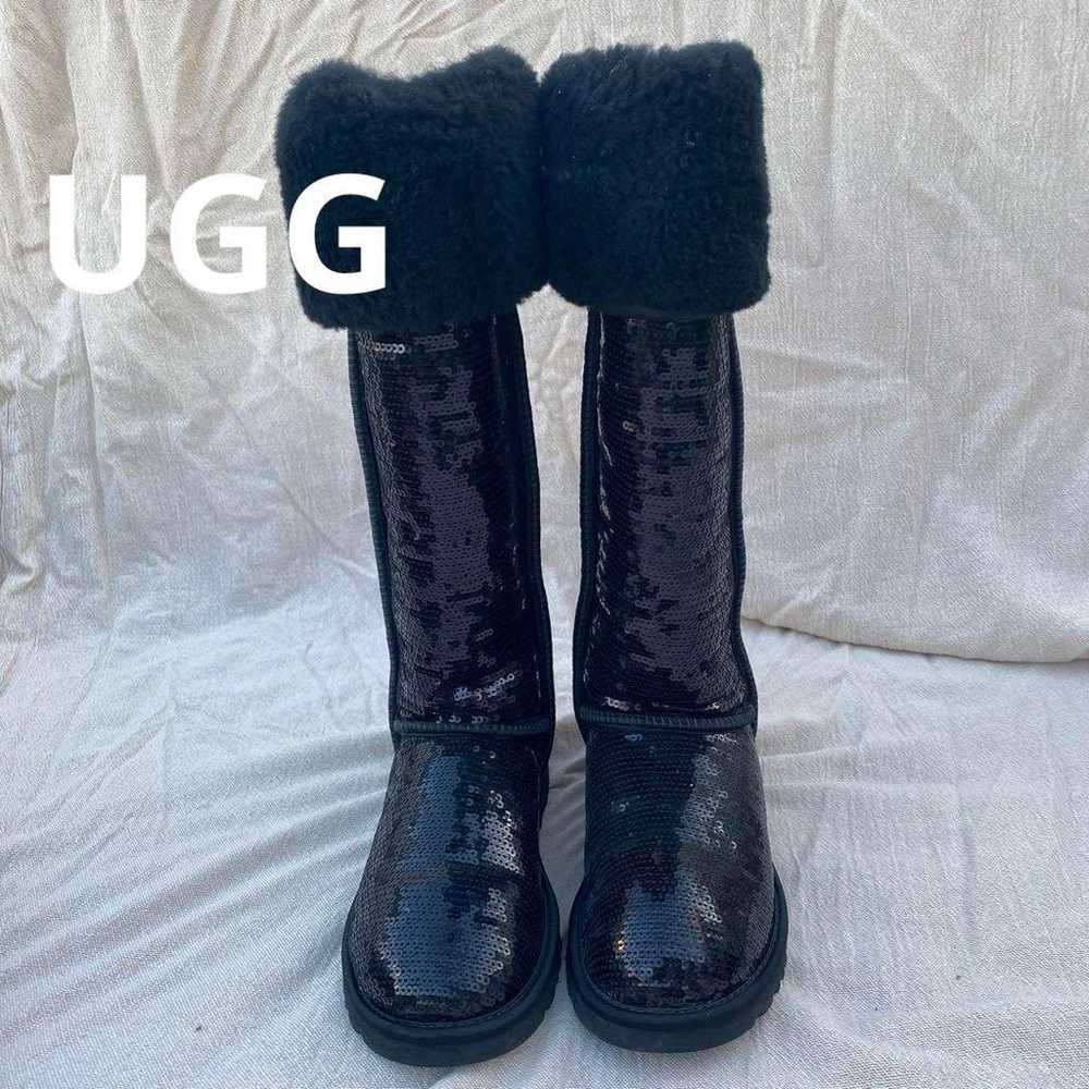 Rare! UGG Sequin Long Boots Sheepskin Boots US6 - image 1