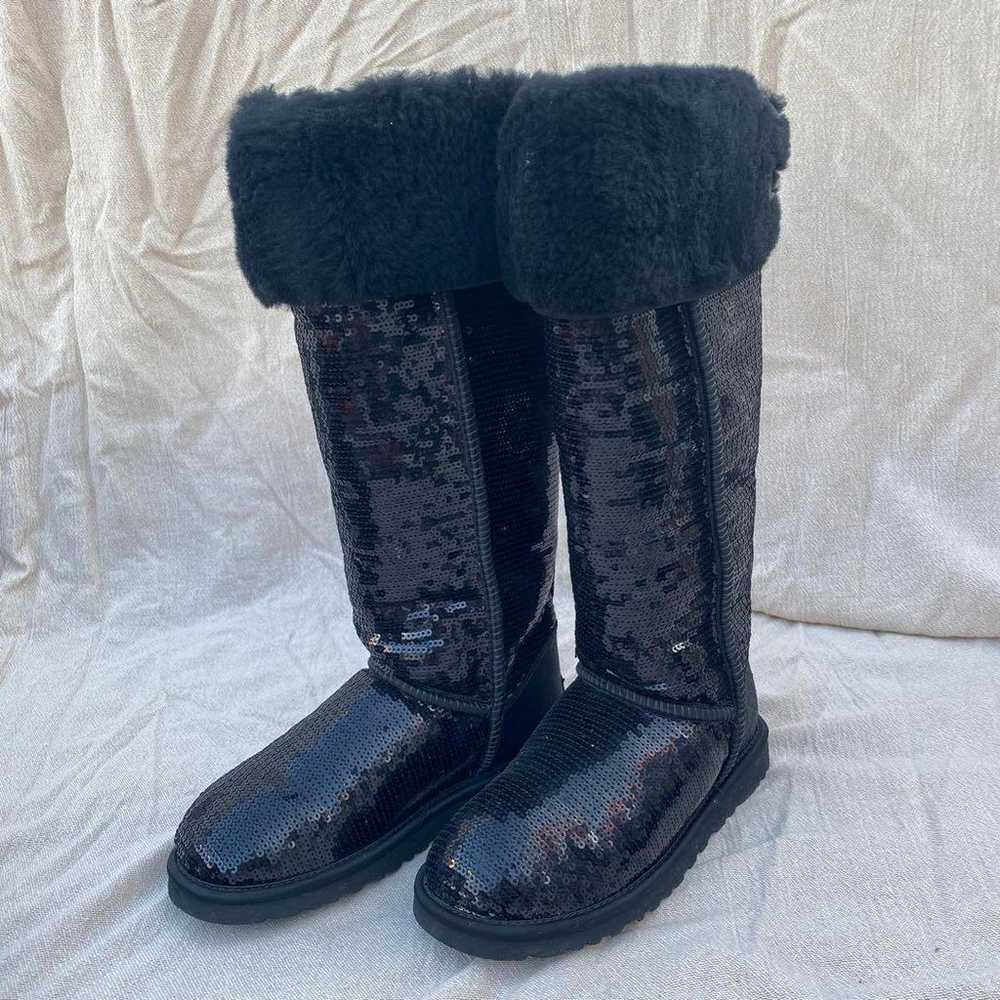 Rare! UGG Sequin Long Boots Sheepskin Boots US6 - image 2