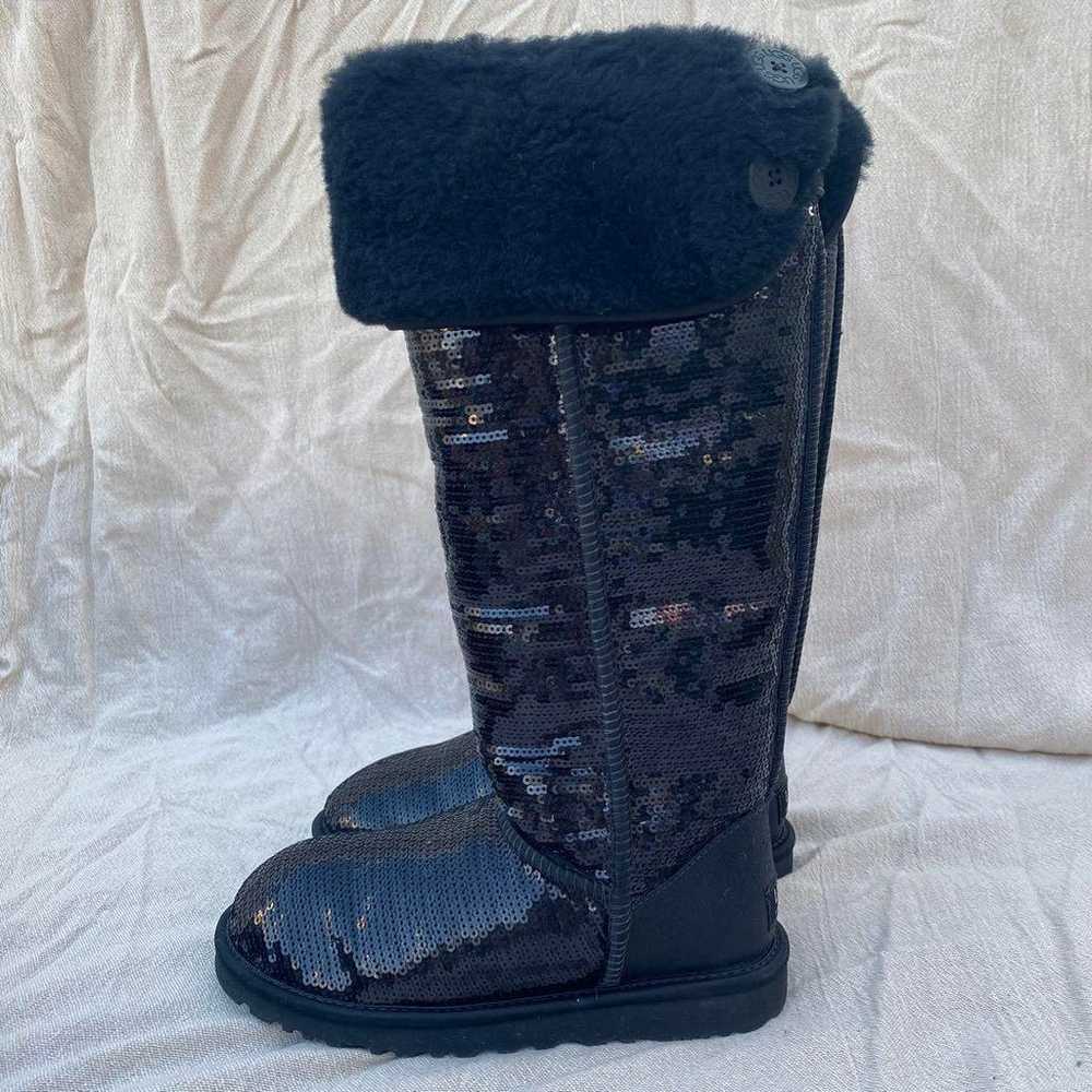 Rare! UGG Sequin Long Boots Sheepskin Boots US6 - image 3