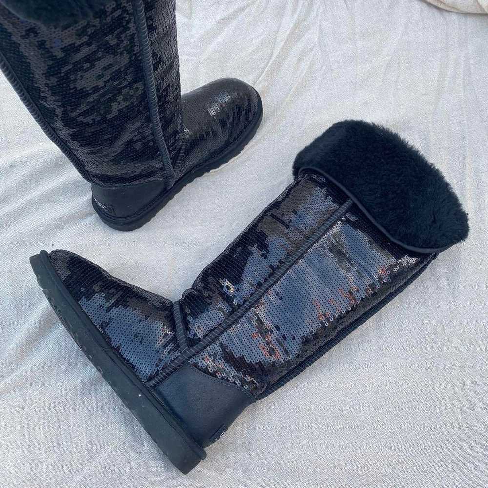 Rare! UGG Sequin Long Boots Sheepskin Boots US6 - image 5