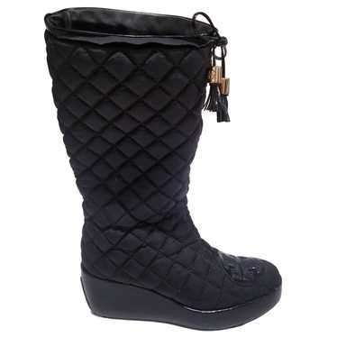 Tory Burch Gigi Black Quilted Tassels Boots