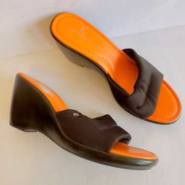 Tommy Hilfiger Y2K Wedge Sandals Black Orange Spor