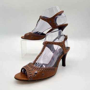 Antonio Melani | Tan Leather Studded Strappy Open… - image 1