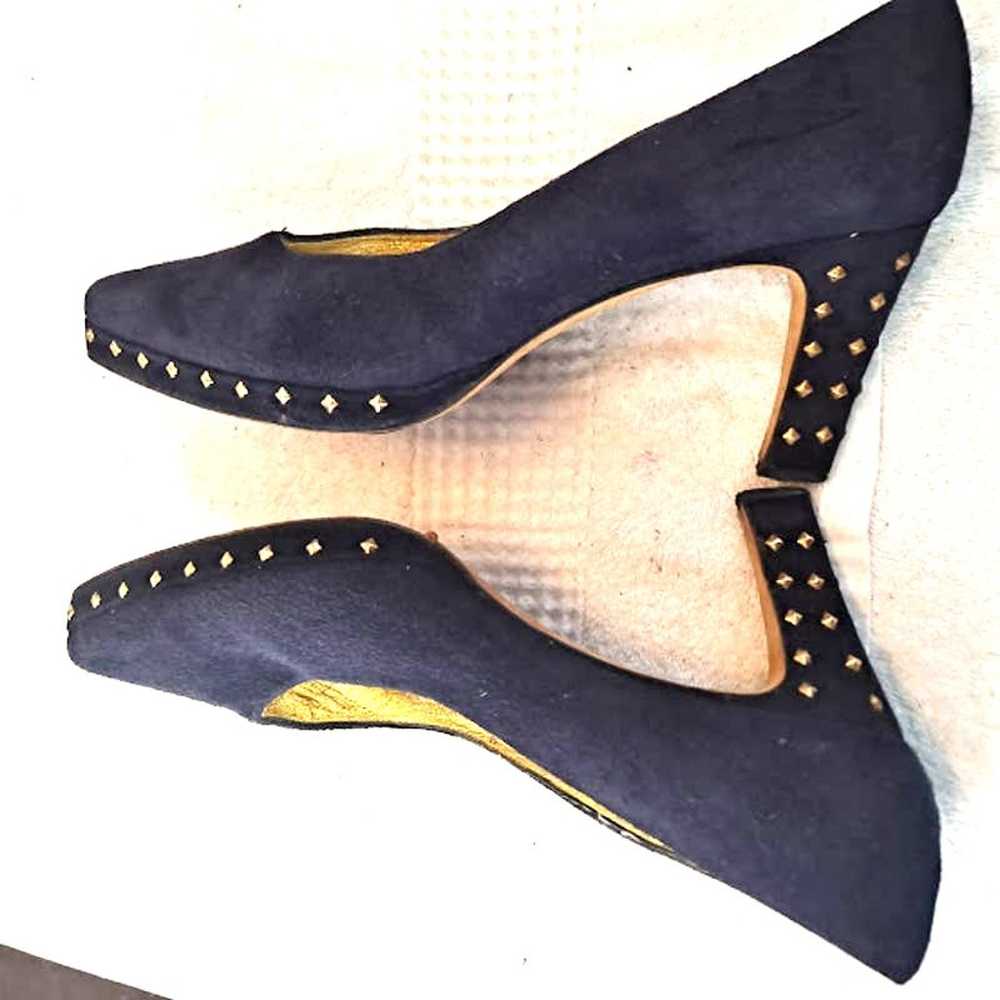 Donald J Pliner Heels Pumps 10 Navy Blue Suede  3… - image 2