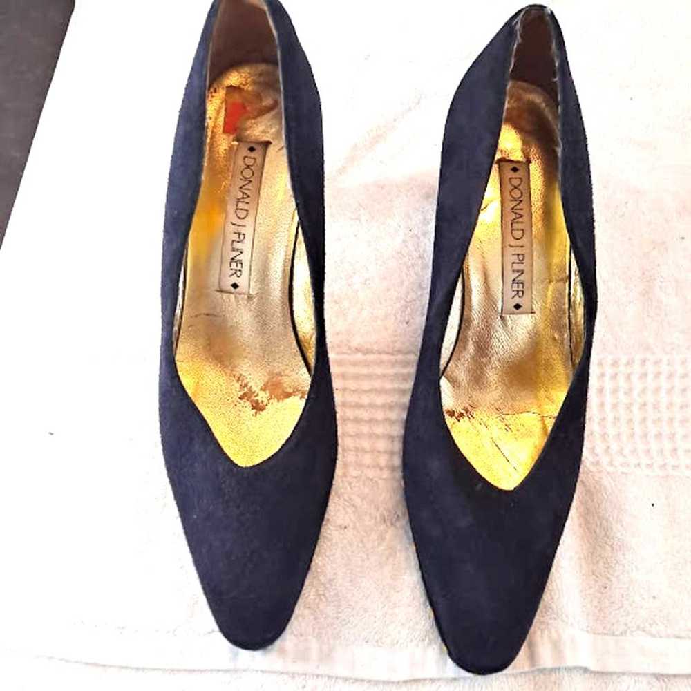 Donald J Pliner Heels Pumps 10 Navy Blue Suede  3… - image 3