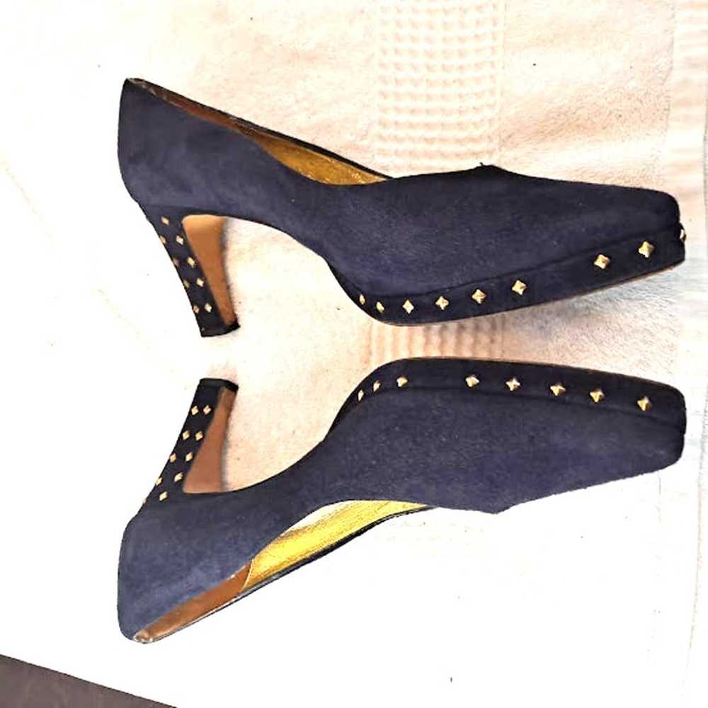 Donald J Pliner Heels Pumps 10 Navy Blue Suede  3… - image 4