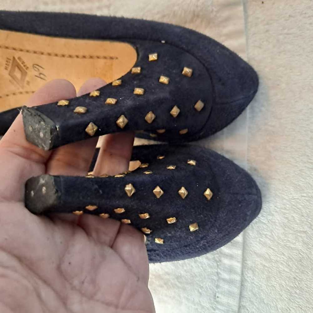 Donald J Pliner Heels Pumps 10 Navy Blue Suede  3… - image 7