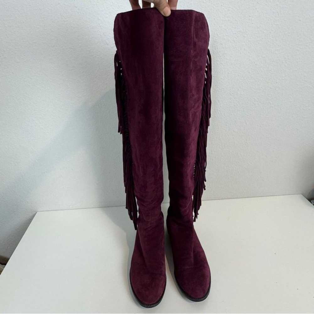 Stuart Weitzman Fringe Suede Over the Knee Boots … - image 2