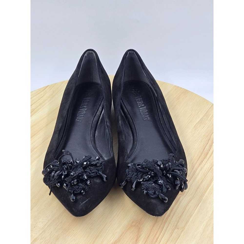 Vera Wang Black Beaded Suede Flats Womens Size 9M - image 1