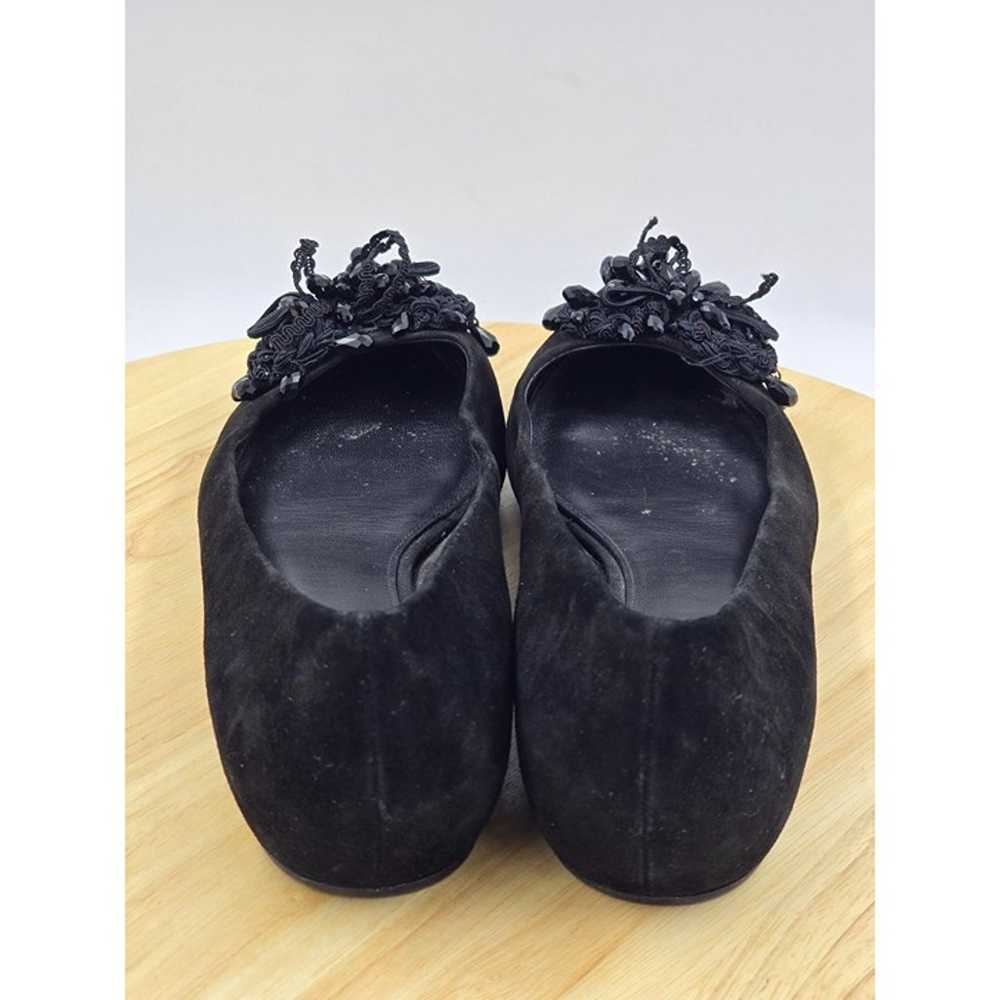 Vera Wang Black Beaded Suede Flats Womens Size 9M - image 2