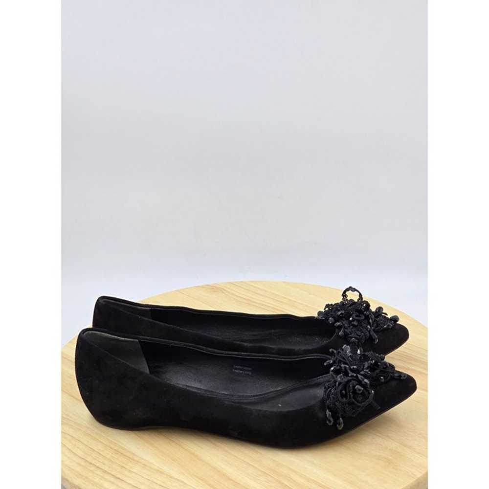 Vera Wang Black Beaded Suede Flats Womens Size 9M - image 3