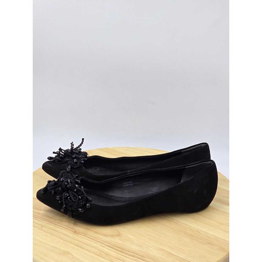 Vera Wang Black Beaded Suede Flats Womens Size 9M - image 4