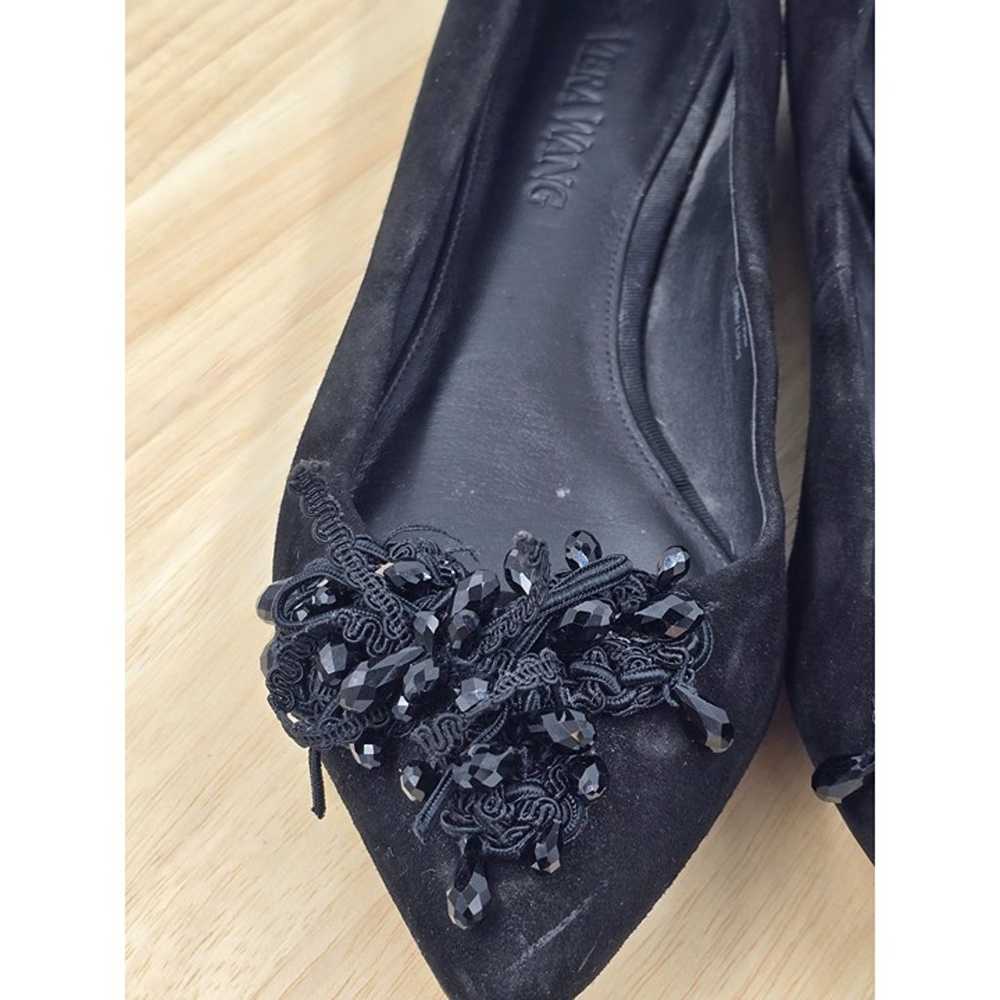 Vera Wang Black Beaded Suede Flats Womens Size 9M - image 6