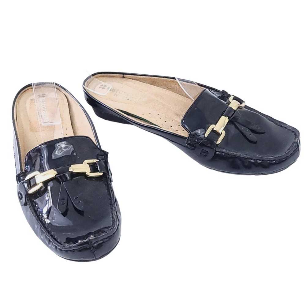 Naturalizer Slides Black Patent Leather Flats 6M … - image 1