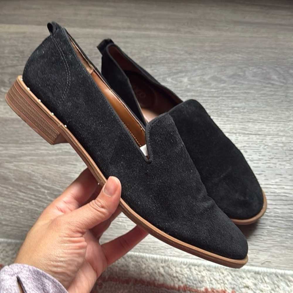 Franco Sarto Black Leather Flat Shoes Suede Slip … - image 1