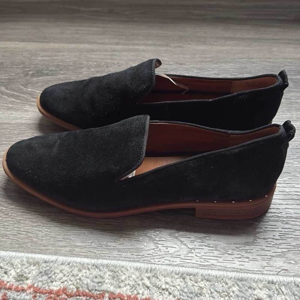 Franco Sarto Black Leather Flat Shoes Suede Slip … - image 2