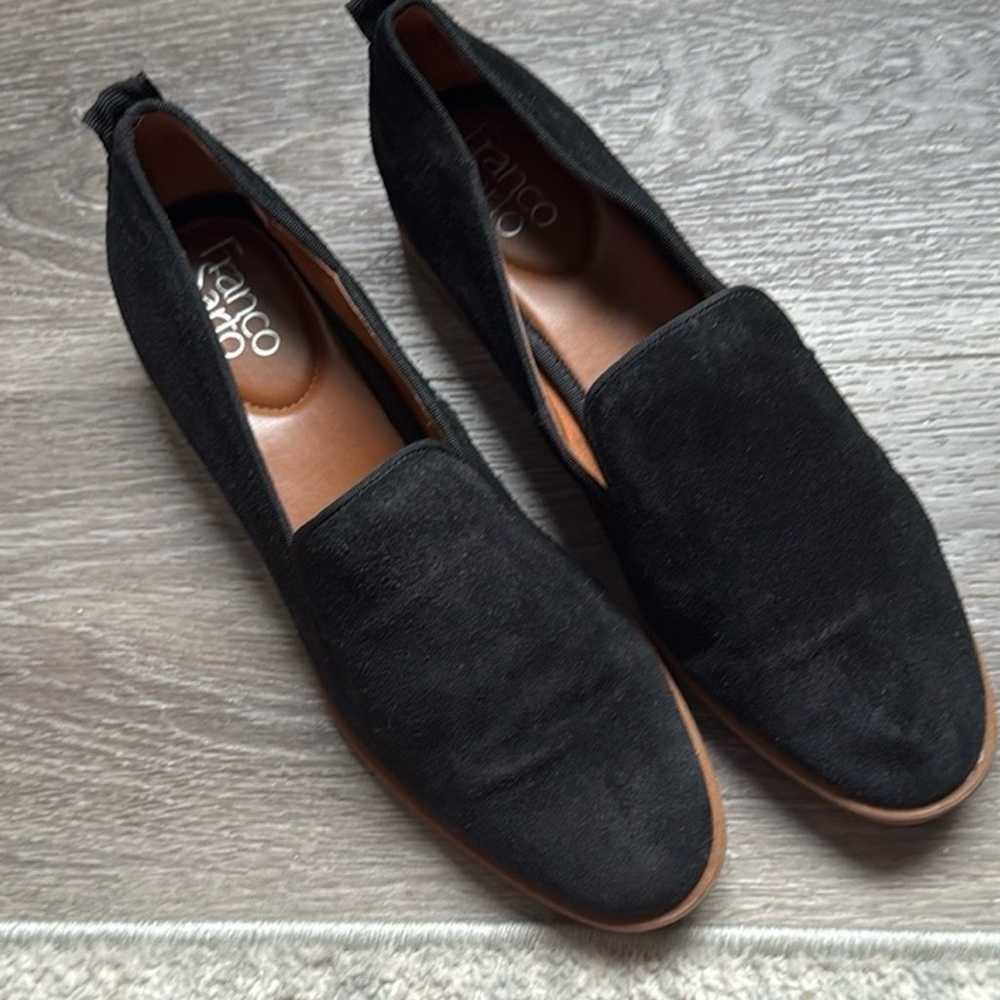 Franco Sarto Black Leather Flat Shoes Suede Slip … - image 6