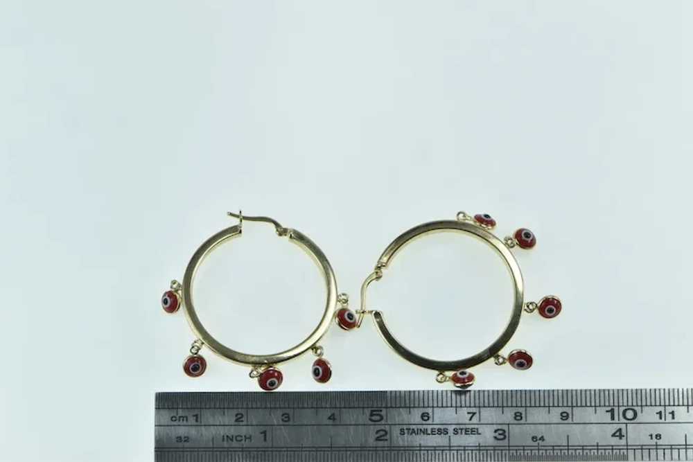 14K Red Evil Eye Nazar Fringe 33.5mm Hoop Earring… - image 4