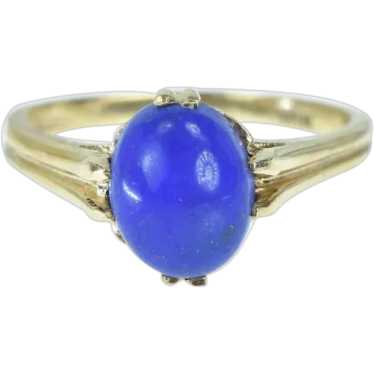 10K Oval Lapis Lazuli Cabochon Vintage Ring Size … - image 1