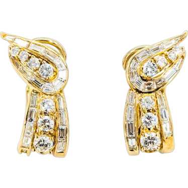 Elegant Diamond Omega Back Earrings in 18k/14k Yel