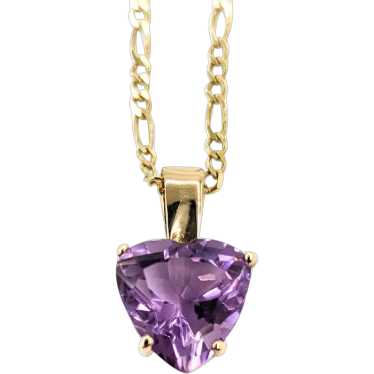 Charming Amethyst Heart Pendant in 14k Yellow Gold