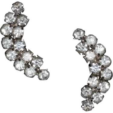 Vintage Clear Rhinestone Screw Back Earrings