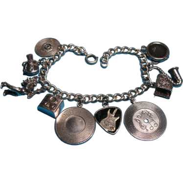 Vintage Sterling Silver 1940s Music Charm Bracelet