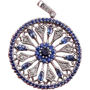 Gorgeous EFFY BH Diamond & Sapphire Pendant 14K Wh