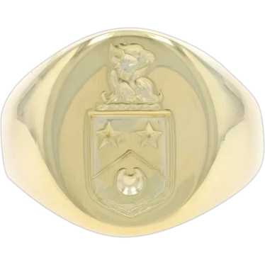 Yellow Gold Coat of Arms Men's Signet Ring -14k E… - image 1