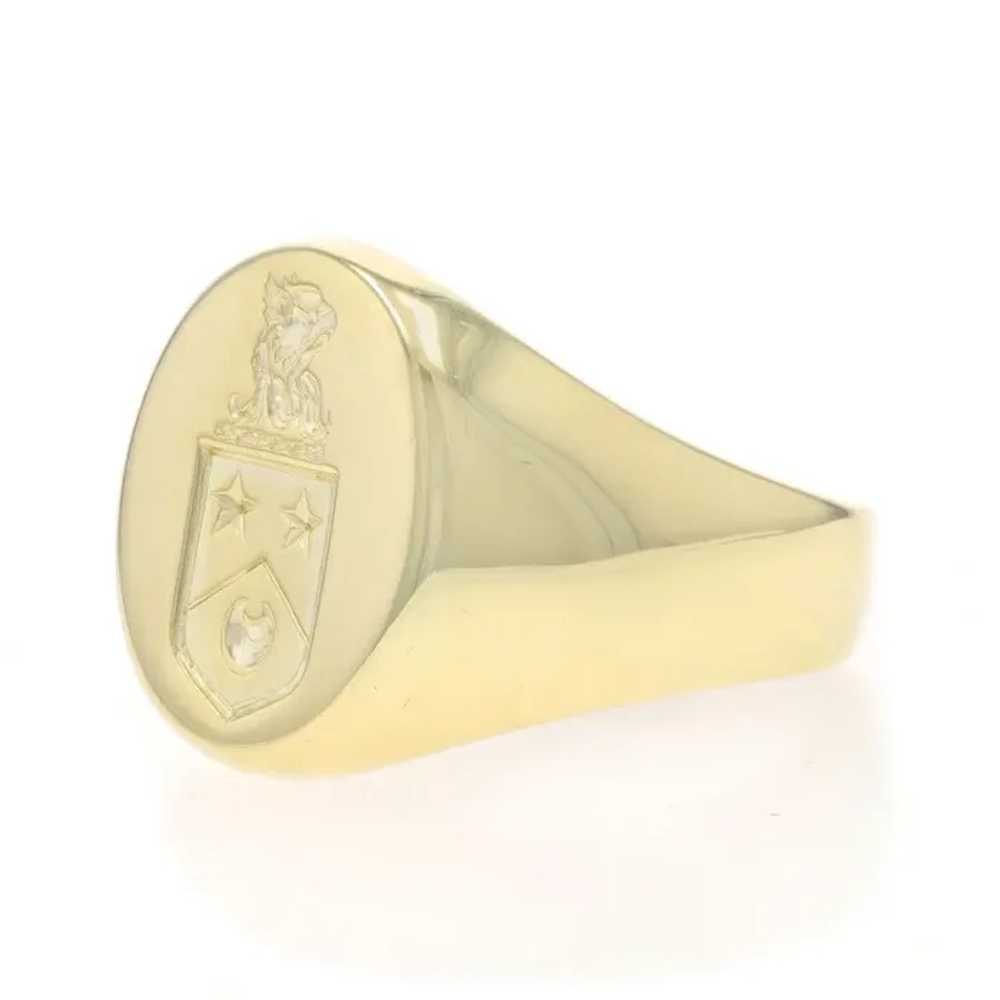 Yellow Gold Coat of Arms Men's Signet Ring -14k E… - image 3