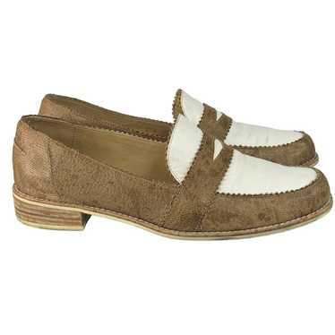 Stuart Weitzman Carli Two-Tone Penny Loafers Leath