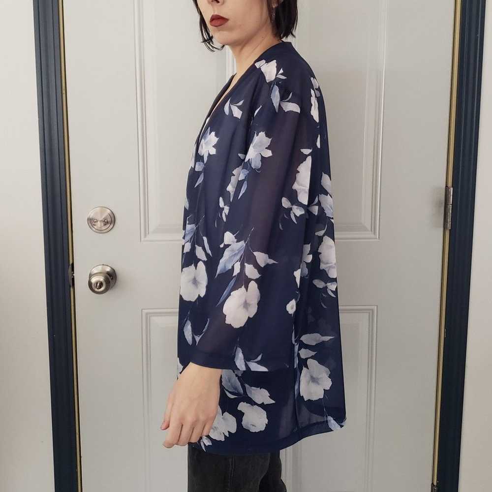 90s Sheer Blue Floral Jacket - image 2