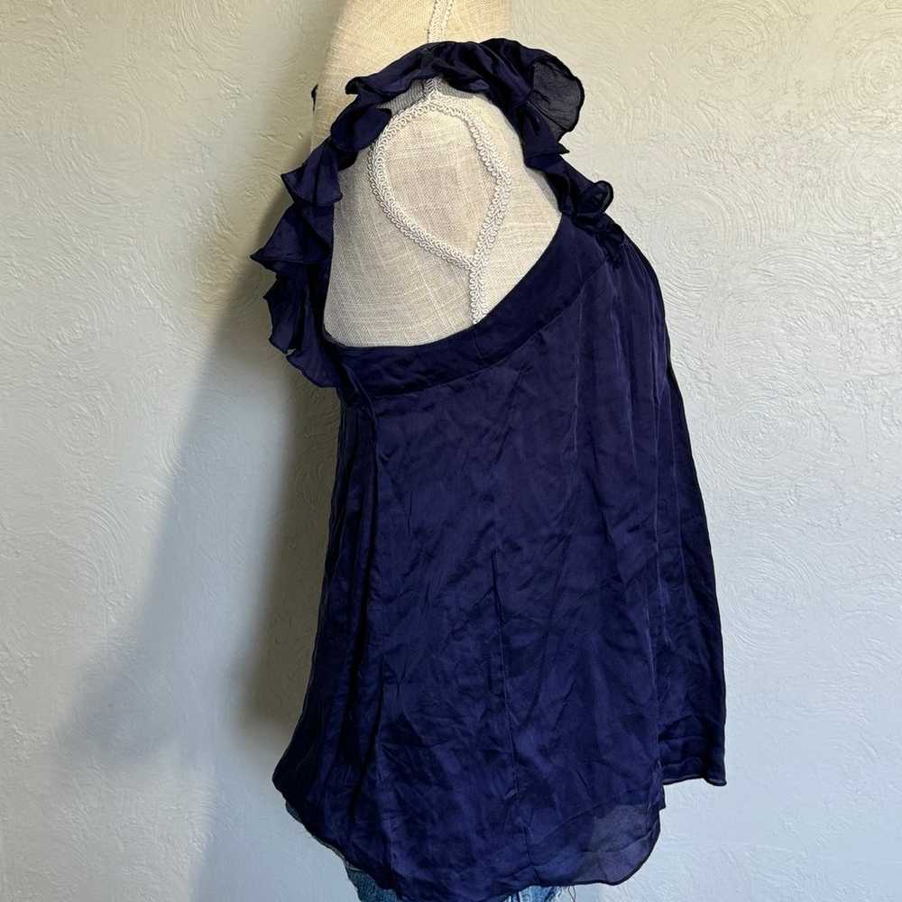 BEBE Y2K VTG Royal Purple Ruffled Sleeved Tank To… - image 3