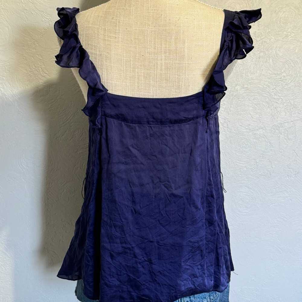 BEBE Y2K VTG Royal Purple Ruffled Sleeved Tank To… - image 4