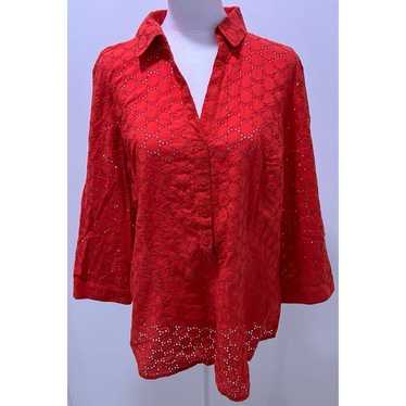 Vintage The Limited Red Eyelet Blouse