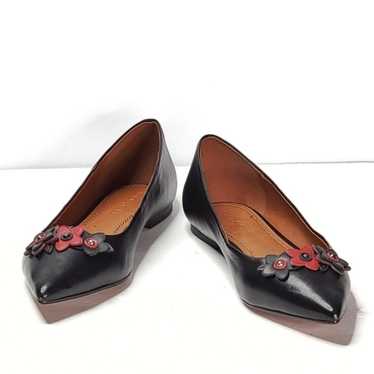 Coach Black Poppy Floral Appliqu Flats